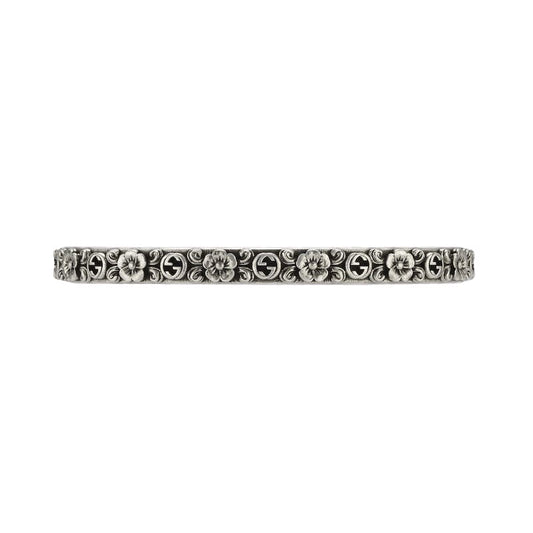 Double Gucci Interlocking Gucci Cuff With Flowers Bracelet