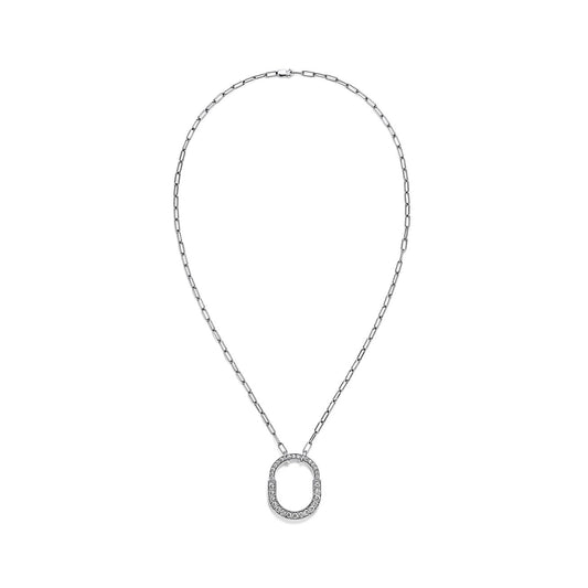 18K Tiffany Lock Pendant Pave Diamonds Necklace