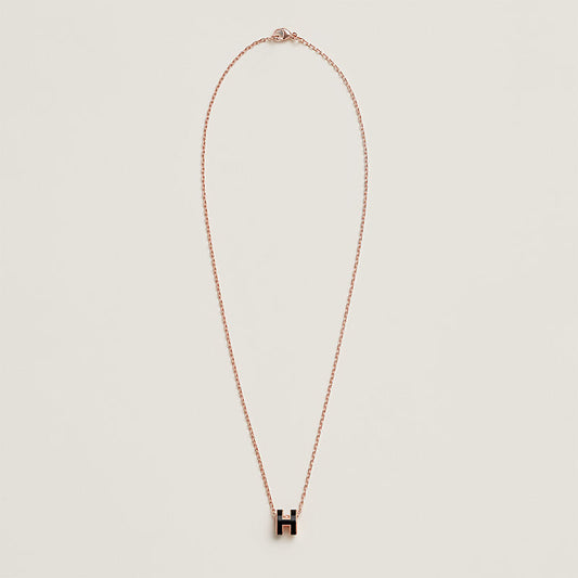 18K Mini Pop Hermes Black Necklace
