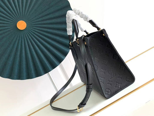 LOUIS VUITTON ONTHEGO PM 25 BLACK MONOGRAM EMPREINTE GIANT CANVAS