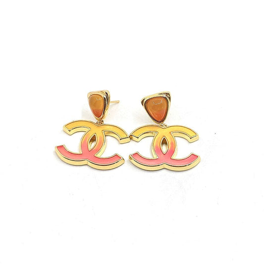 18K Classic Peach Chanel Dangle Earrings