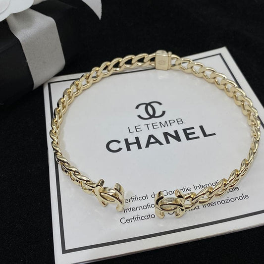 18K Interlocking Chanel Cuff Logo Choker Necklaces