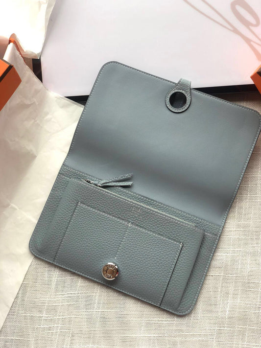 HERMES Dogon Wallet 20 Navy Blue Togo Shw