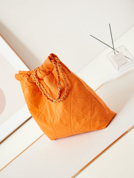 CHANEL CLASSIC MEDIUM 37 BAG IN SAFETY ORANGE CANVAS