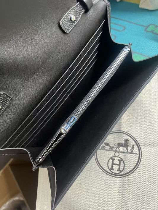 HERMES CONSTANCE SHOULDER BAG IN BLACK CALFSKIN