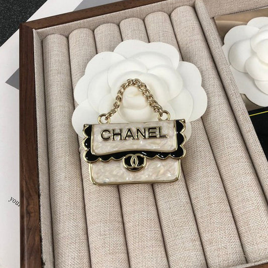 18K Chanel White Bag Brooch