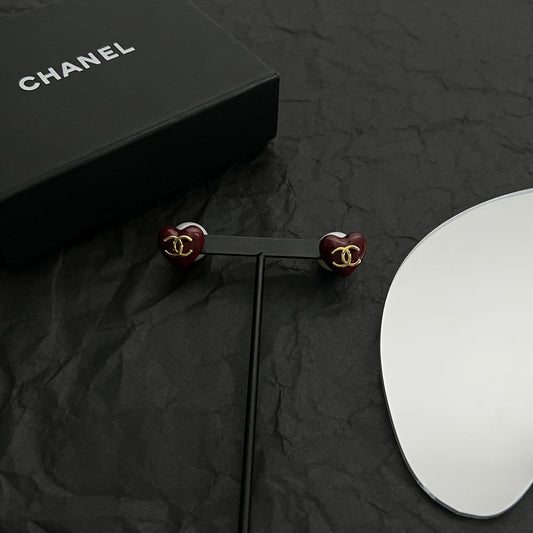 18K Chanel Red Heart Earrings
