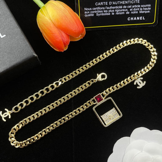 18K Chanel Bag Pendant Chain Necklace