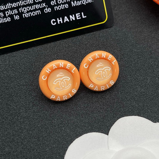 18K Chanel Orange Round Earrings