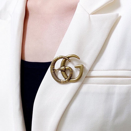 18K Double Gucci Snake Brooch
