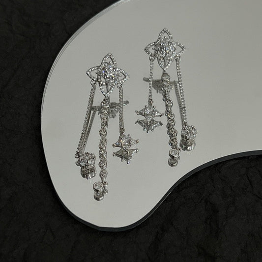 18K Louis Vuitton Diamond Flowers Long Earrings