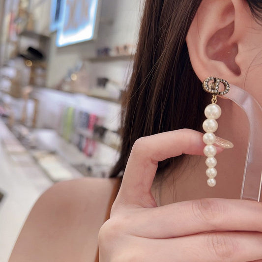 18K Dior Long Pearls Earrings