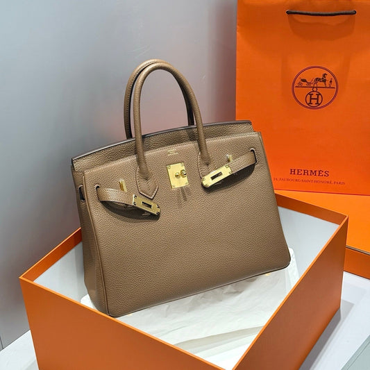 HERMES 25S BIRKIN 30 IN COFFEE CALFSKIN GOLD HARDWARE