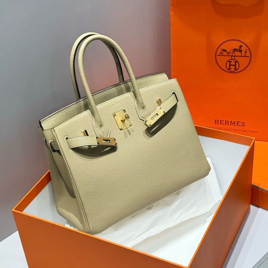 HERMES 25S BIRKIN 30 IN CROMWELL GRAY CALFSKIN GOLD HARDWARE