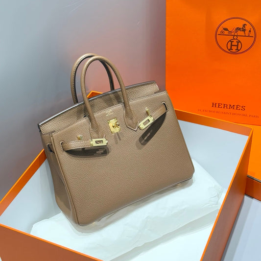 HERMES 25S BIRKIN 25 IN DARK BROWN CALFSKIN GOLD HARDWARE