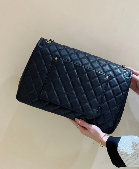 CHANEL 25S CLASSIC JUMBO BAG 38 IN BLACK LAMBSKIN