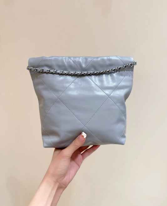 CHANEL 25S HOBO MINI BAG 20 IN GREY LAMBSKIN