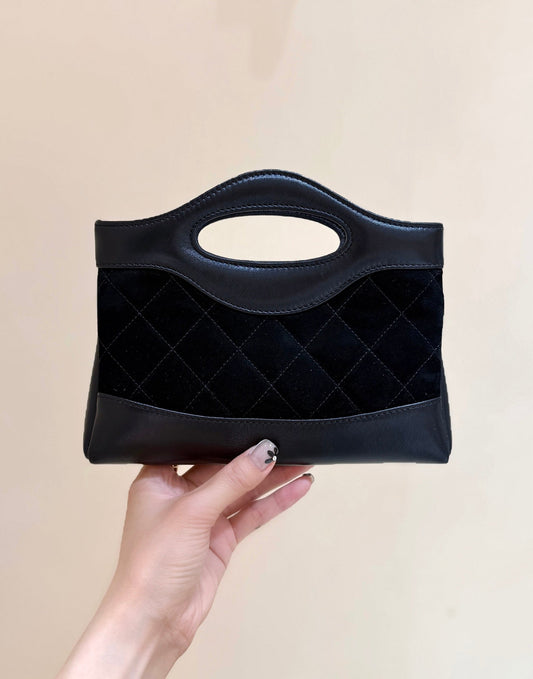 CHANEL 25S MINI SHOPPING BAG 20 IN BLACK SUEDE CALFSKIN