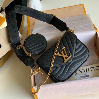 LOUIS VUITTON MULTI-POCHETTE BLACK CALFKIN 19CM CROSS BODY BAG