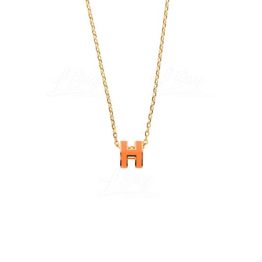 18K Mini Pop Hermes Orange Necklace