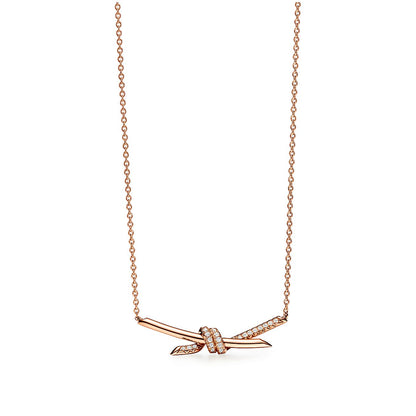 18K Tiffany Knot Pendant Diamond Necklace