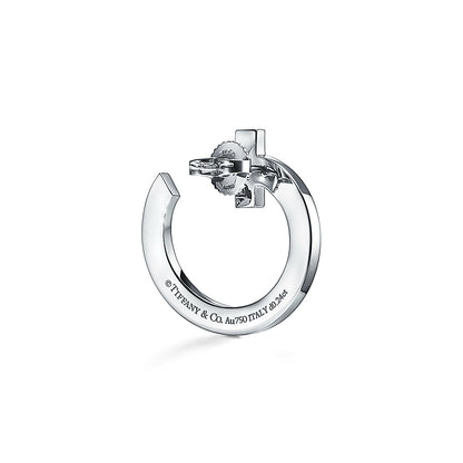 18K Tiffany T1 Open Hoop White Gold Earrings