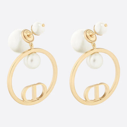 18K Dior Circle Pearls Earrings
