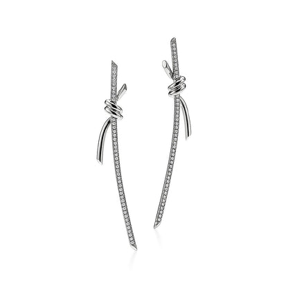 18K Tiffany Knot Drop Diamonds Earrings