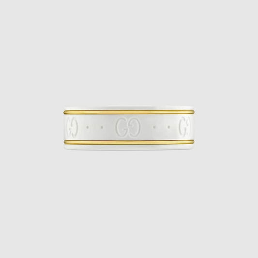 18K Double Gucci Icon White Zirconia Ring