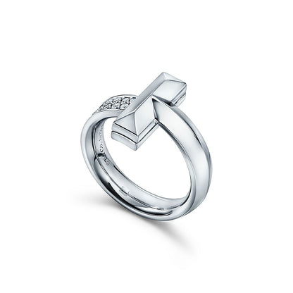 18K Tiffany Narrow Pave Ring