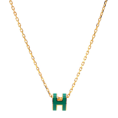 18K Mini Pop Hermes Green Necklace