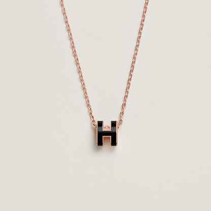 18K Mini Pop Hermes Black Necklace