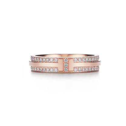 18K Tiffany Narrow Pave Diamond Ring