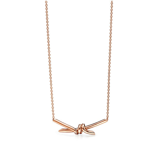 18K Tiffany Knot Pendant Diamond Necklace