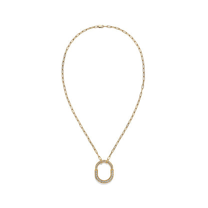 18K Tiffany Lock Pendant Pave Diamonds Necklace