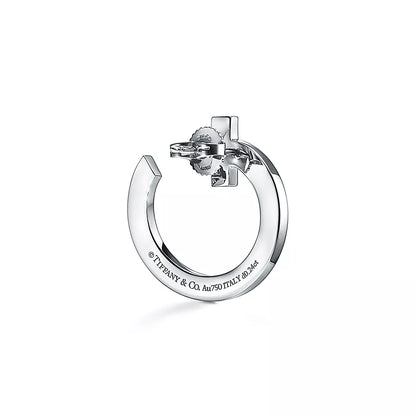 18K Tiffany T1 Open Hoop White Gold Earrings