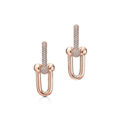 18K Tiffany HardWear Large Link Diamonds Earrings