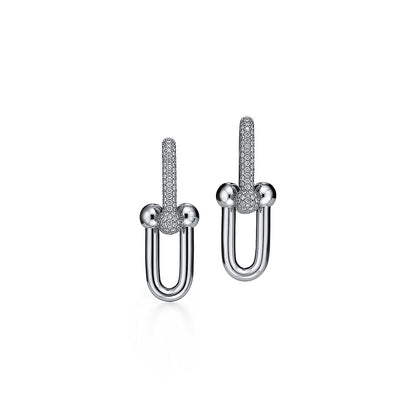 18K Tiffany HardWear Large Link Diamonds Earrings