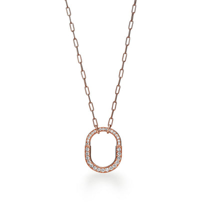 18K Tiffany Lock Pendant Pave Diamonds Necklace
