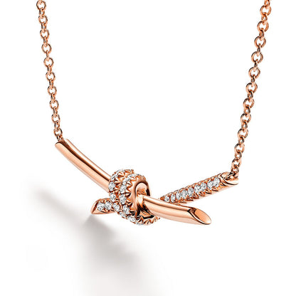 18K Tiffany Knot Pendant Diamond Necklace