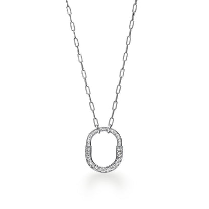 18K Tiffany Lock Pendant Pave Diamonds Necklace