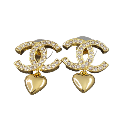 18K Classic  Chanel Diamond Heart Earrings