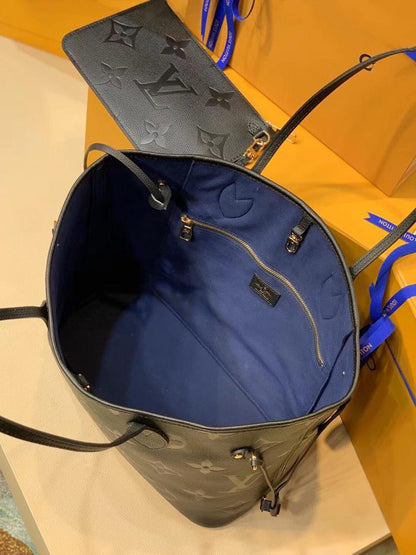 LOUIS VUITTON NEVERFULL MM 32 BLACK EMBOSSED COWHIDE LEATHER
