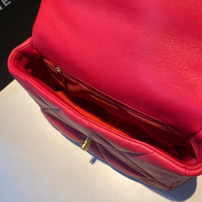 CHANEL 19 FLAP BAG 26 RED GOATSKIN