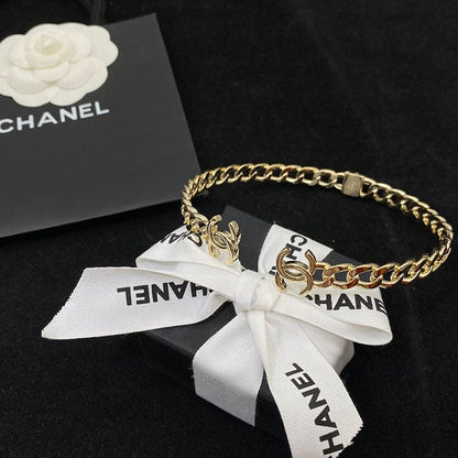 18K Interlocking  Chanel Cuff Logo Choker Necklaces