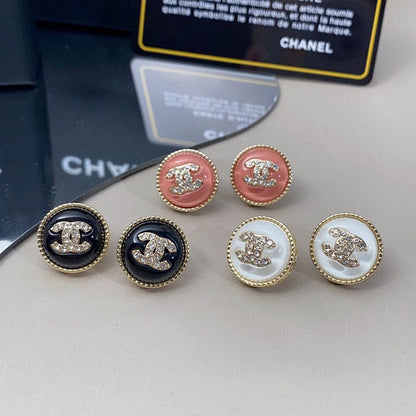 18K  Chanel Pearl Crystal Stud Earrings