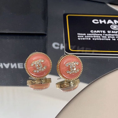 18K  Chanel Pearl Crystal Stud Earrings