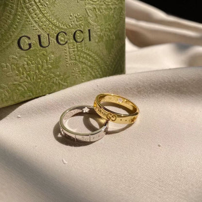18K Double Gucci White Gold Ring
