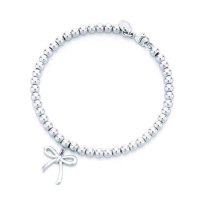 18K Tiffany Bow Charm Bead Bracelet