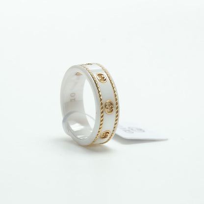 18K Double Gucci Interlocking Gucci Icon White Zirconia Ring
